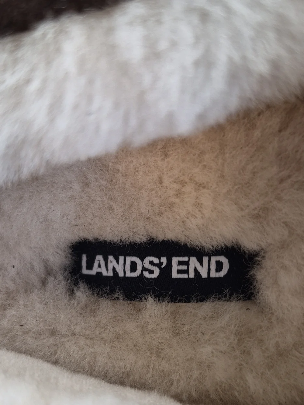 Lands' End Men's Brown Suede Shearling-Lined Moccasin Slippers